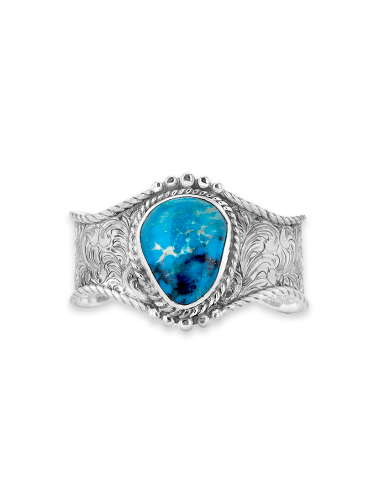 RRB031 Lariat Turquoise Cuff Rounded Pear Stone Product Image