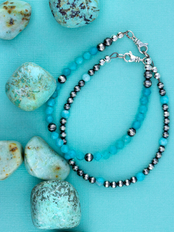 Amazonite & Navajo Pearl Bracelet - Image 2