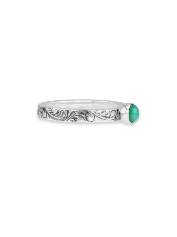 RRR026 Side Chrysoprase Engraved Ring Product Image