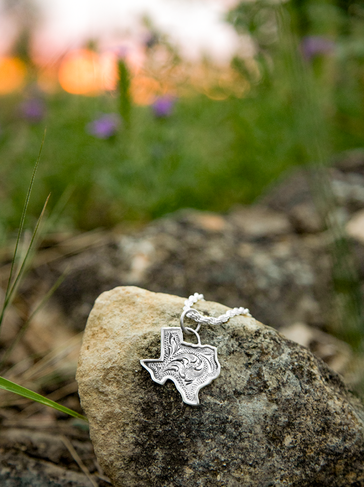 Texas Pendant Vintage Engraved