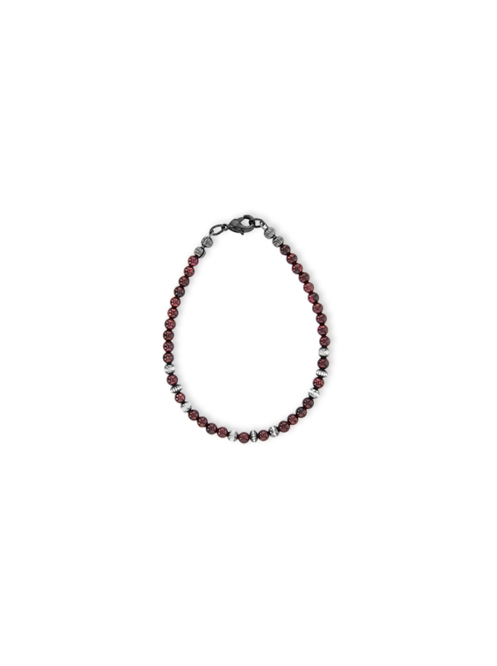 BC079 - Garnet & Navajo Pearl Beaded Bracelet Product Image