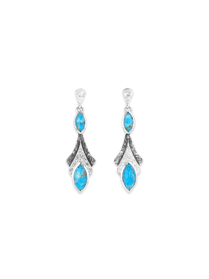 RRER065 Marquise Drop Earrings with Turquoise Product Image