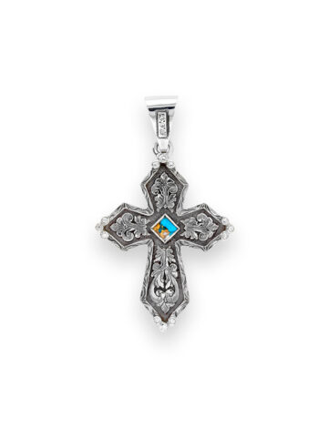 RRP017-SO RimRock Silver & Cross Pendant Spiny Oyster