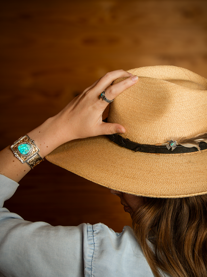 RRB032 Rio Bravo Turquoise Cuff On Model