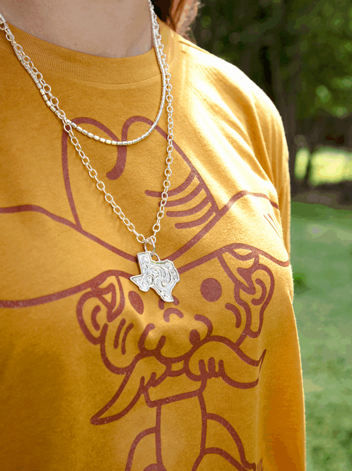 PN118 Bright Engraved Texas Pendant