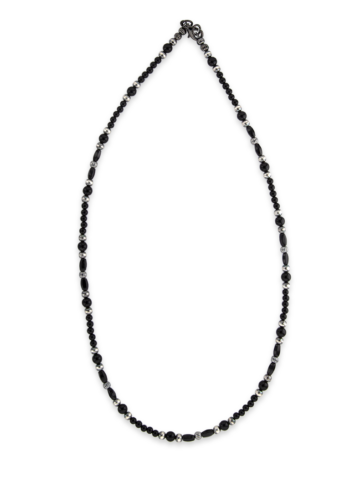 N163-24 Onyx & Navajo Pearl Beaded Necklace