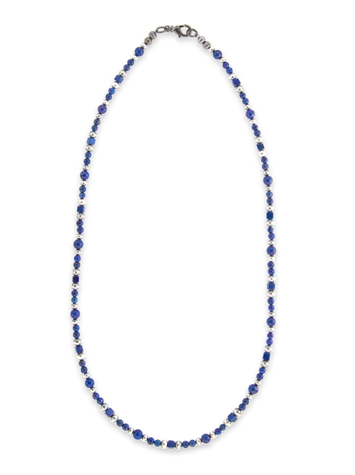 N164-24 Lapis & Navajo Pearl Beaded Necklace Product Image