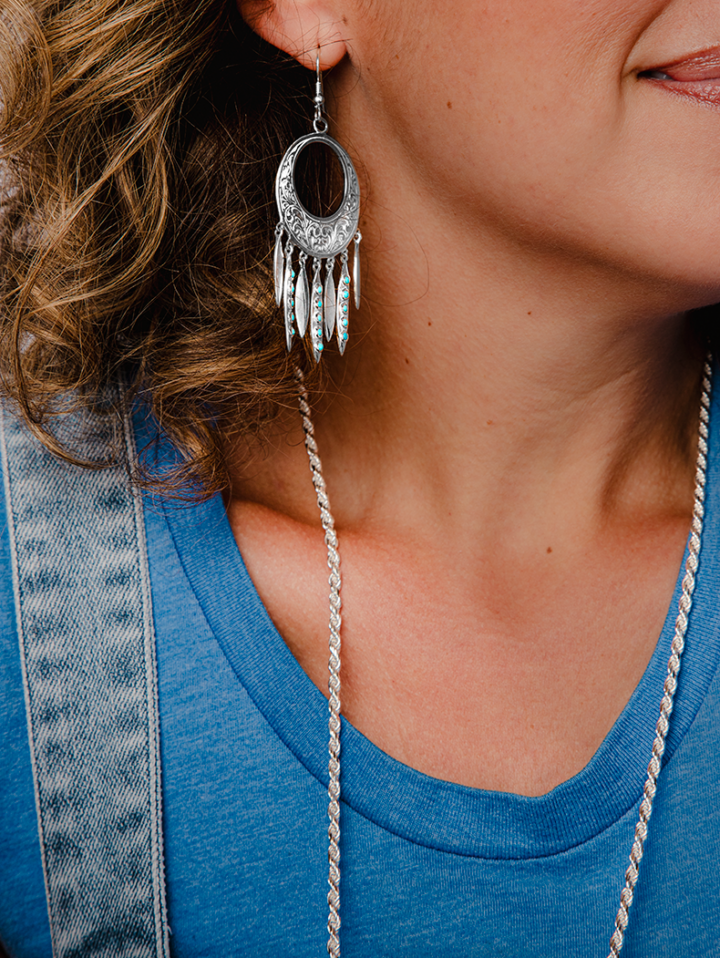 Dreamcatcher Earrings on model