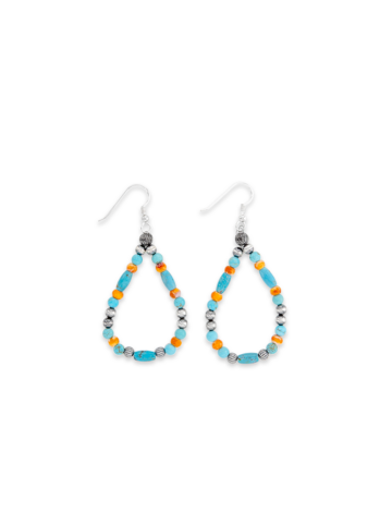 RRER070 Spiny Oyster & Turquoise Earrings