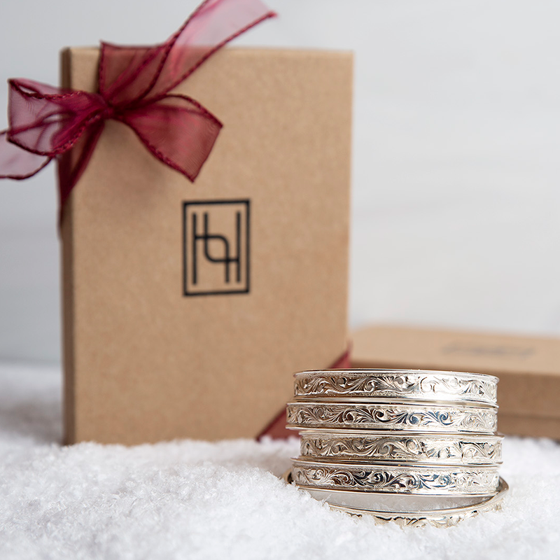 Silver Scrolled Bangles