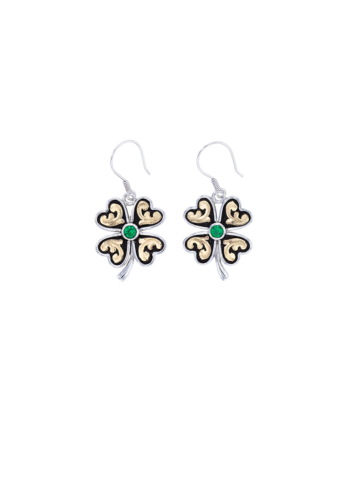 ER109-YG Lucky Clover Dangle Earrings