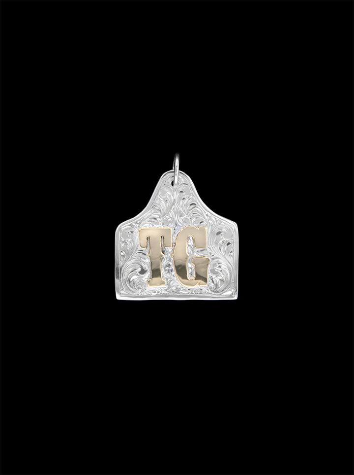 BSPNCT1-L Large Custom Cow Pendant Bright Silver