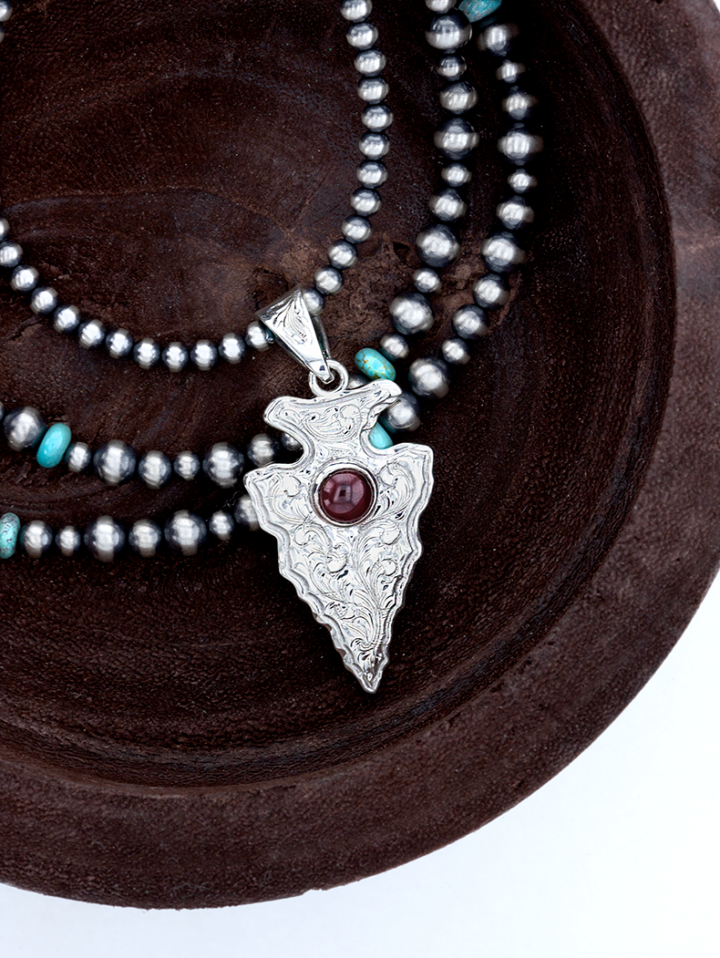 Garnet Arrowhead Pendant