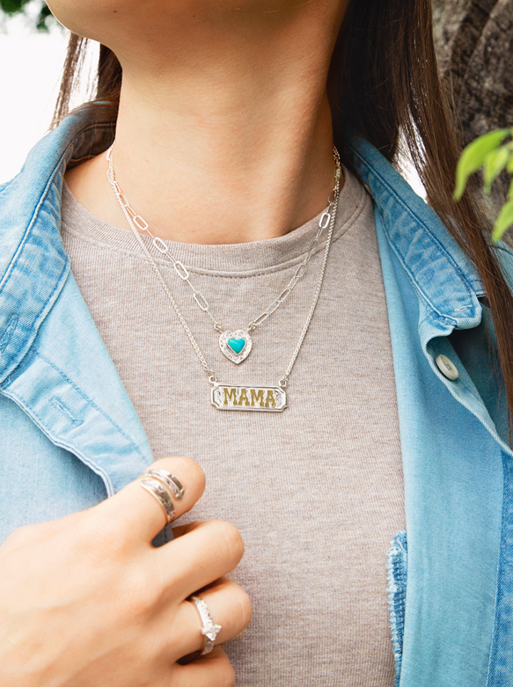 N165 Mama's Love Necklace on Model
