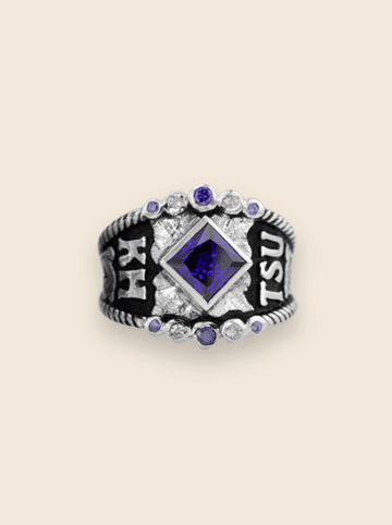 BSR028B-SB Custom Faceted Bezel Rope & Crystal Ring