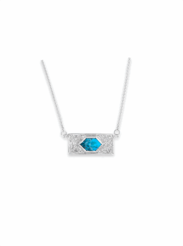 N148 Turquoise Hexagon Necklace