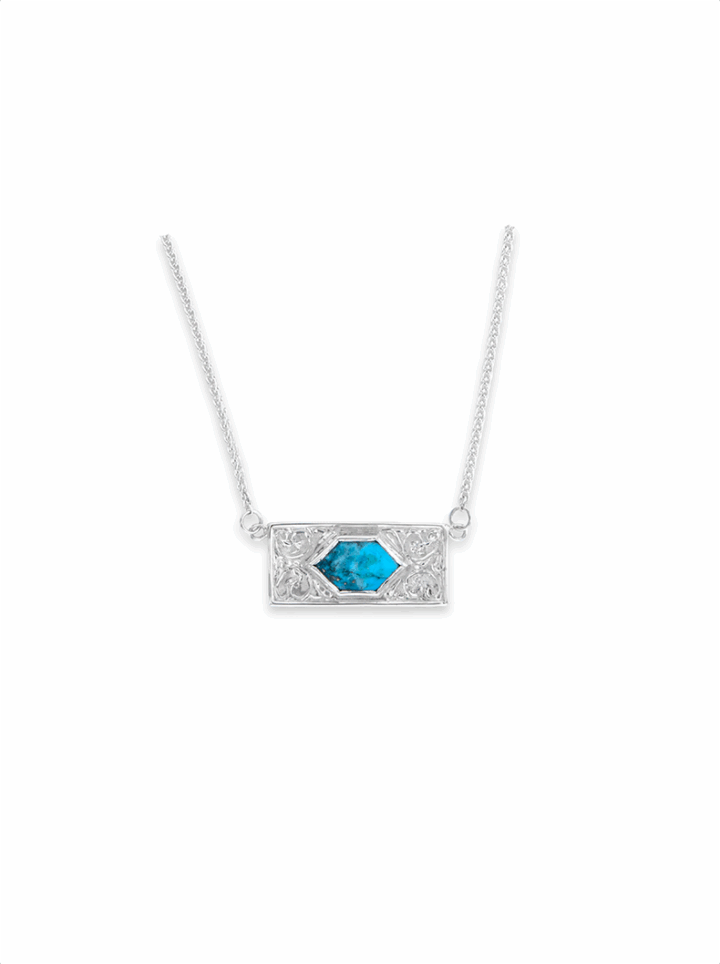 N148 Turquoise Hexagon Necklace
