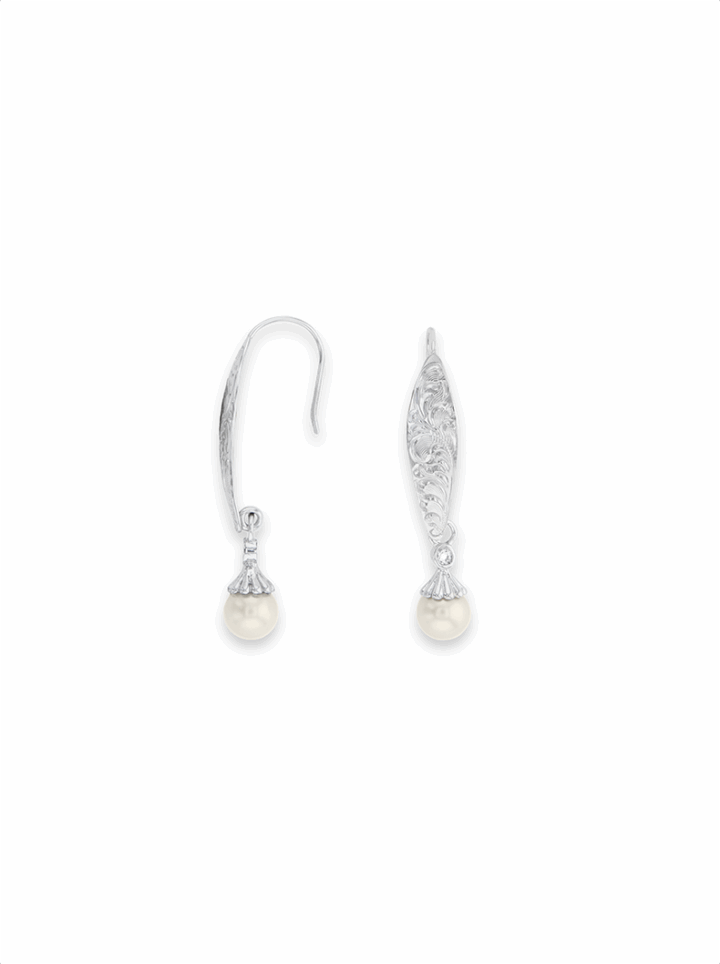 Threader Pearl Drop Earrings - Image 2