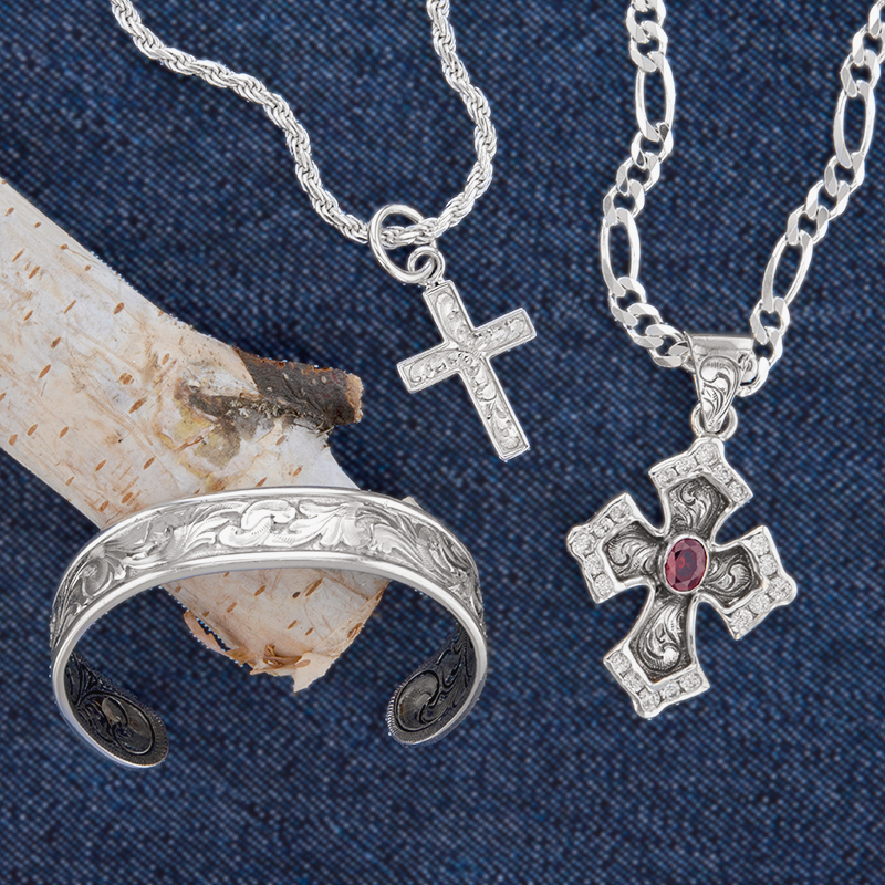 Sterling Silver Crosses & Tombstone Bracelet