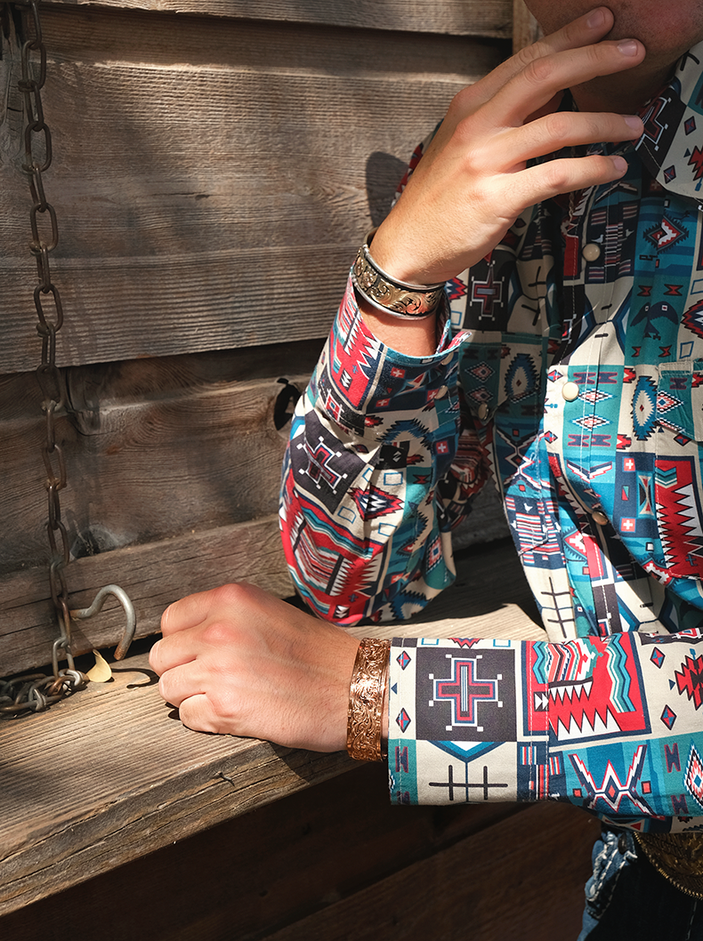 Wide Engraved Copper Cuff