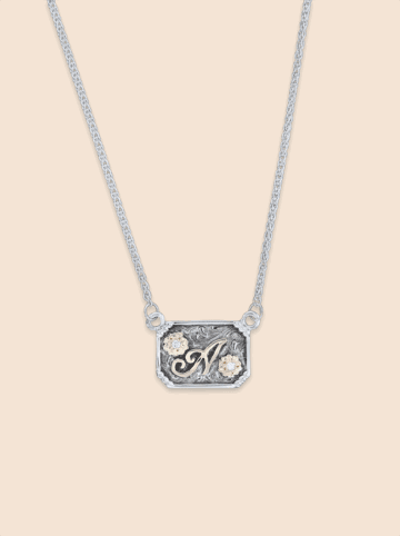 BSN121 Custom Flower & Initial Necklace