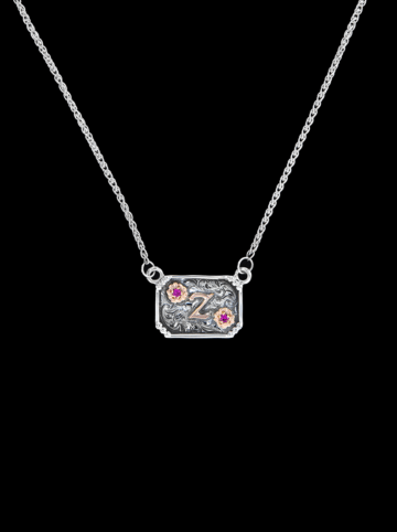 BSN121 Custom Flower & Initial Necklace