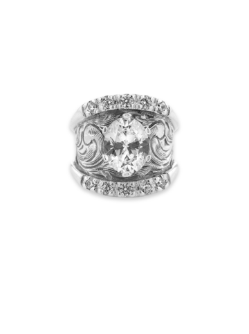 R096 Vintage Western Oval Cut Solitaire Ring