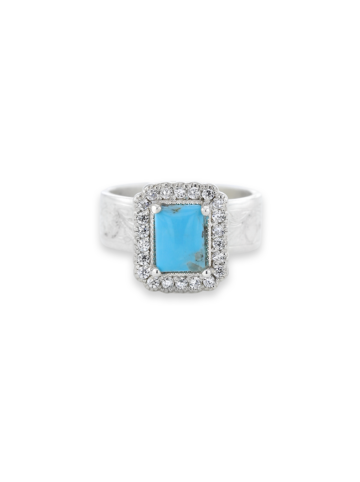RRR026 Turquoise Halo Ring Front