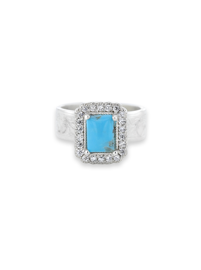 RRR026 Turquoise Halo Ring Front