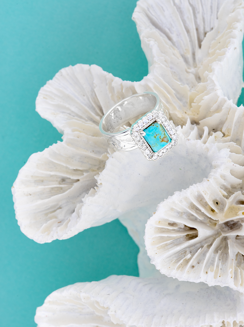 RRR029 Turquoise Halo Ring
